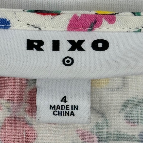 RIXO x Target Multicolor Floral Mini Dress Button Front Linen Blend Retro Sz 4 - Picture 7 of 9